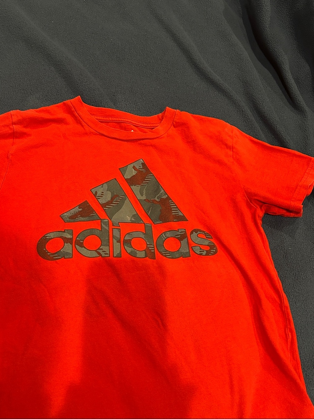 adidas Red Tee with Camo Logo Print